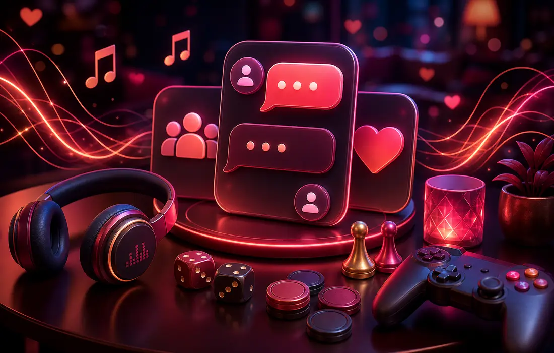Moderne Chat-Atmosphaere mit Musik und Onlinespielen